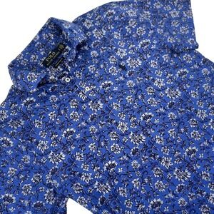 Polo Ralph‎ Lauren Blue Floral Custom Slim Fit Short Sleeve Button Down Shirt S
